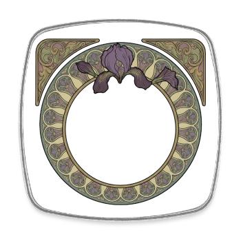 Cercle Y des Iris Art Nouveau - Magnet carré - blanc - Devant