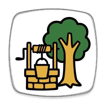 Draw Fountain Village Logo - Magnet carré - blanc - Devant