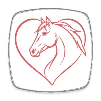 Cavalier cadeau d’équitation rose Cœur de cheval - Magnet carré - blanc - Devant