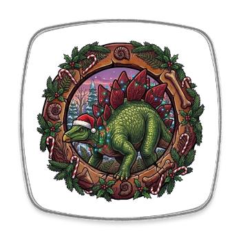 Stegosaurus Christmas Magic - Square fridge magnet - white - Front