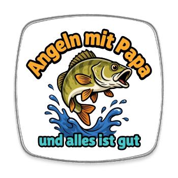 Angeln mit Papa – Alles ist Gut - Viereckiger Kühlschrankmagnet - Weiß - Vorne