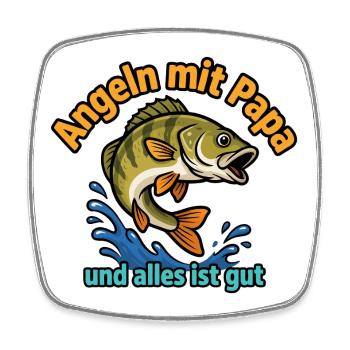 Pêcher avec papa – tout va bien - Magnet carré - blanc - Devant