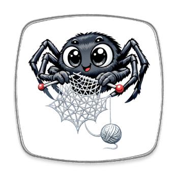 Knitting Spider - Square fridge magnet - white - Front