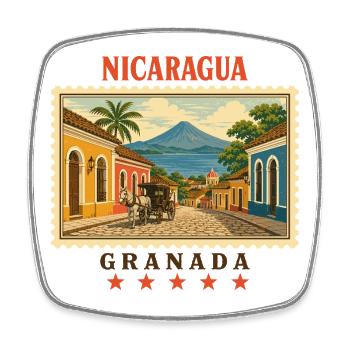 Nicaragua Granada Vintage Reisemarke - Viereckiger Kühlschrankmagnet - Weiß - Vorne