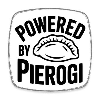 Angetrieben von Pierogi - Viereckiger Kühlschrankmagnet - Weiß - Vorne