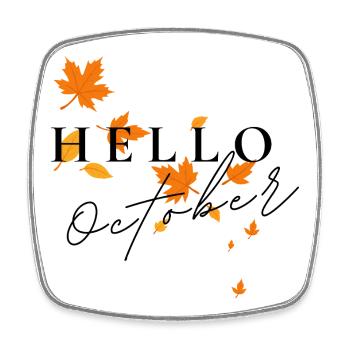 Bonjour octobre | Conception des feuilles d’automne - Magnet carré - blanc - Devant