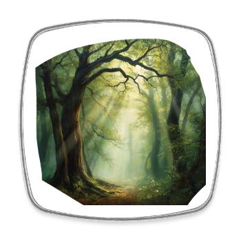 Light trail in the forest - Square fridge magnet - white - Front