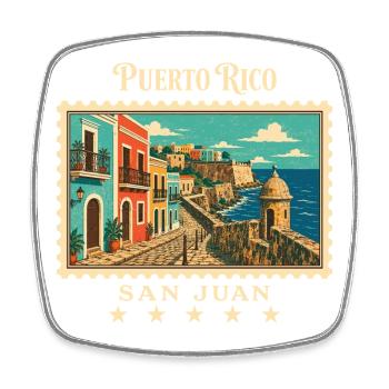 Puerto Rico San Juan Vintage Reisemarke - Viereckiger Kühlschrankmagnet - Weiß - Vorne