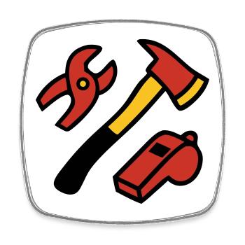 Graphismes des outils des pompiers - Magnet carré - blanc - Devant
