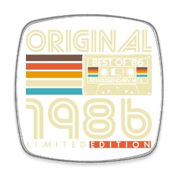 Original 1986 Vintage Vintage Birthday Retro - Square fridge magnet - white - Front