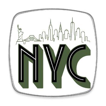 NYC Skyline Silhouette - Viereckiger Kühlschrankmagnet - Weiß - Vorne