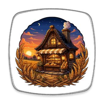 Le cottage du boulanger de conte de fées - Magnet carré - blanc - Devant