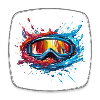 Snowboarding Goggles - Square fridge magnet - white - Front
