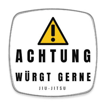 Achtung Jiu Jitsu Warnzeichen - Viereckiger Kühlschrankmagnet - Weiß - Vorne
