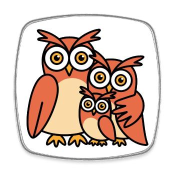Owl family - Square fridge magnet - white - Front