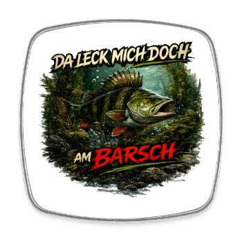 Da leck mich doch am Barsch – Flussbarsch | Angler - Viereckiger Kühlschrankmagnet - Weiß - Vorne