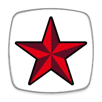 Red Star (Revolution / Outline / 3C) - Square fridge magnet - white - Front