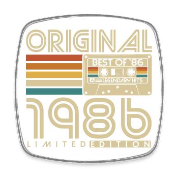 Original 1986 Jahrgang Vintage Geburtstag Retro - Viereckiger Kühlschrankmagnet - Weiß - Vorne