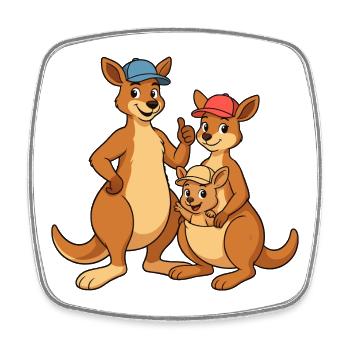 Famille des kangourous - Magnet carré - blanc - Devant