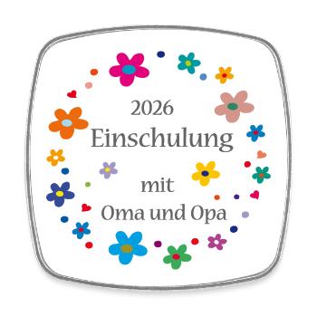 Einschulung 2026  - Viereckiger Kühlschrankmagnet - Weiß - Vorne