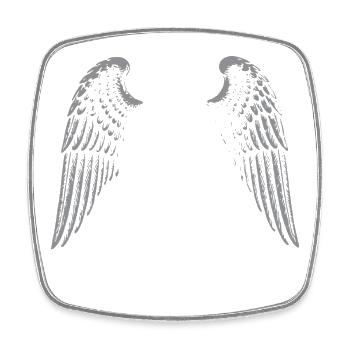 Monogramme gothique avec ailes d’ange - Magnet carré - blanc - Devant