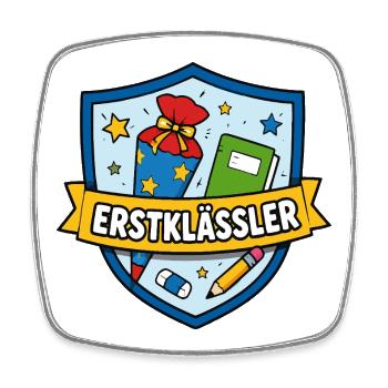 Erstklässler Schulstart Shield - Viereckiger Kühlschrankmagnet - Weiß - Vorne