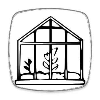 Don du jardinier de jardin en serre - Magnet carré - blanc - Devant