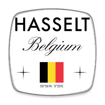 Hasselt Belgium Coordinates Travel Souvenir - Square fridge magnet - white - Front