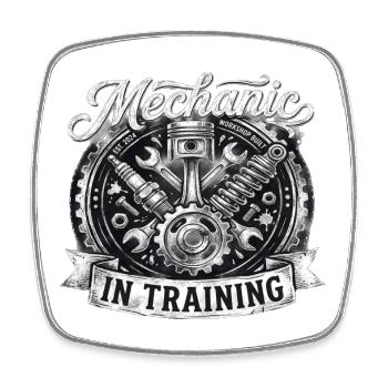 Motif du mécanicien en formation - Magnet carré - blanc - Devant