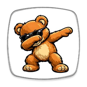 Dabbing Teddy - Viereckiger Kühlschrankmagnet - Weiß - Vorne