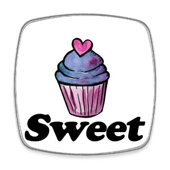Cœur de cupcake aquarelle pastel - Magnet carré - blanc - Devant