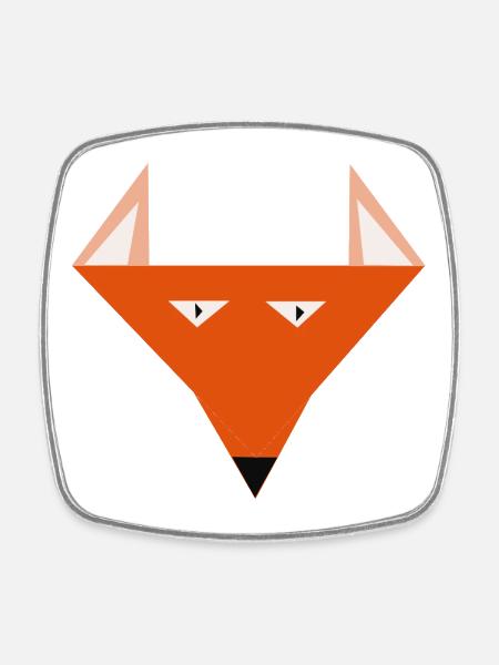 Tête de renard - Magnet carré - blanc