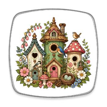 Zauberwald Vogelhäuschen Flora - Viereckiger Kühlschrankmagnet - Weiß - Vorne