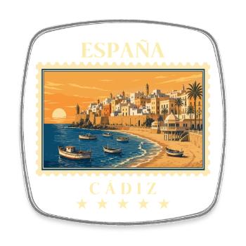 Spanien Cádiz Vintage Reisemarke - Viereckiger Kühlschrankmagnet - Weiß - Vorne