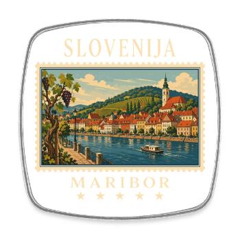 Marque de voyage vintage de Maribor en Slovénie - Magnet carré - blanc - Devant