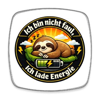Ich lade Energie Faultier - Viereckiger Kühlschrankmagnet - Weiß - Vorne