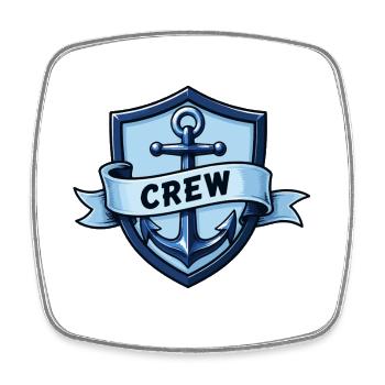 Crew Emblem Anker Schild - Viereckiger Kühlschrankmagnet - Weiß - Vorne