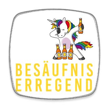 Lage ist besäufniserregend, Einhorn Bierflasche - Viereckiger Kühlschrankmagnet - Weiß - Vorne