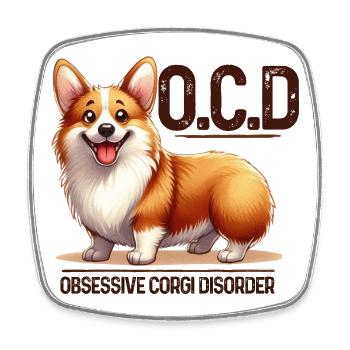 Corgi-OCD Lustige Corgi-Hundeliebhaber-Design-Merch - Viereckiger Kühlschrankmagnet - Weiß - Vorne