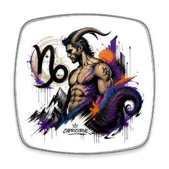 Capricorne Homme – Cadeau Astrologie - Magnet carré - blanc - Devant