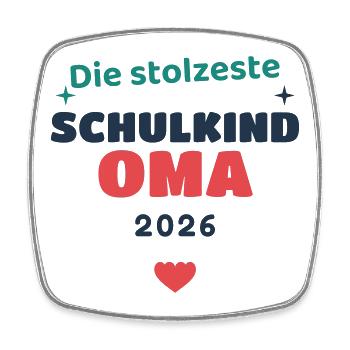 Einschulung 2026 Oma - Schulkind Geschenk Schule - Viereckiger Kühlschrankmagnet - Weiß - Vorne