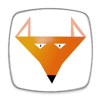 Empreinte géométrique de tête de renard - Magnet carré - blanc - Devant