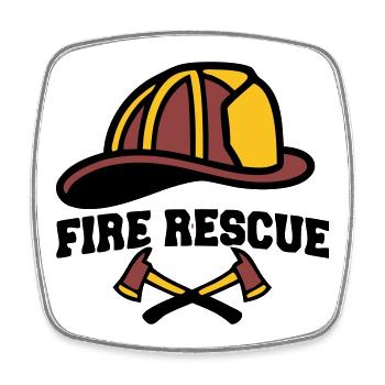 Feuerwehrhelm Wappen Logo - Viereckiger Kühlschrankmagnet - Weiß - Vorne