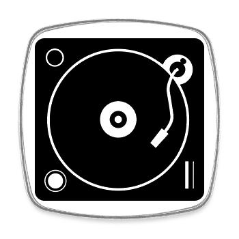 DJ-Plattenspieler - Viereckiger Kühlschrankmagnet - Weiß - Vorne