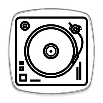 DJ-Plattenspieler - Viereckiger Kühlschrankmagnet - Weiß - Vorne