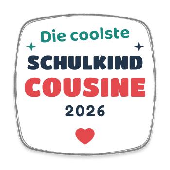 Einschulung 2026 Cousine - Schulkind Geschenk Schu - Viereckiger Kühlschrankmagnet - Weiß - Vorne