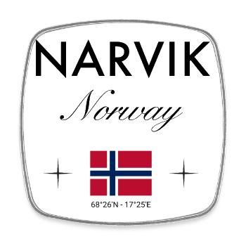 Narvik Norwegen Koordinaten Reise Souvenir - Viereckiger Kühlschrankmagnet - Weiß - Vorne