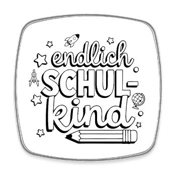 Endlich Schulkind Ausmalen Rakete Einschulung - Viereckiger Kühlschrankmagnet - Weiß - Vorne
