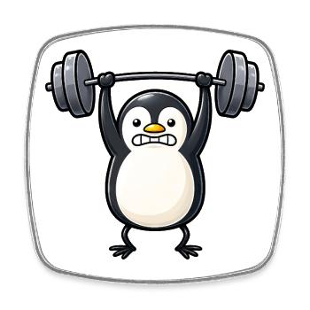Süßer Pinguin Bodybuilder Fitness Cartoon - Viereckiger Kühlschrankmagnet - Weiß - Vorne