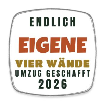 Endlich eigene vier Wände - Umzug 2026 Geschenk - Viereckiger Kühlschrankmagnet - Weiß - Vorne